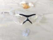 Deniz Gözlüğü Silikon Burun Tıkaçlı Kutulu Sörf Yüzücü Gözlüğü Şeffaf Siyah - 9