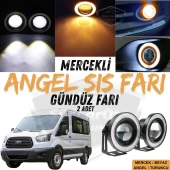 Ford Transit Tüm Modeller Uyumlu Üniversal Mercekli Angel Sis Farı Metal Su Geçirmez 76 mm Turuncu Halkalı Gündüz Farı Angel Eyes 2 Adet thumbnail 1