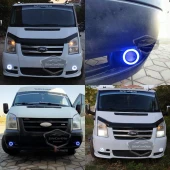 Ford Transit Tüm Modeller Uyumlu Üniversal Mercekli Angel Sis Farı Metal Su Geçirmez 76 mm Turuncu Halkalı Gündüz Farı Angel Eyes 2 Adet thumbnail 3