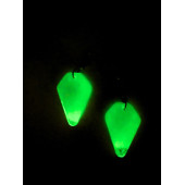 Beşgen Şekilli Beyaz Renkli Ebruli Gece Yeşil Neon Olan Parlak Küpe Epoksi El Yapımı Hediyelik thumbnail 4