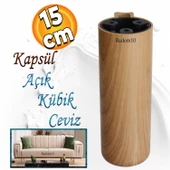 Kapsül Ayak Mobilya Yükseltici Kanepe TV Ünitesi Koltuk Ayağı Baza Ayakları Açık Kübik Ceviz 15 cm thumbnail 1