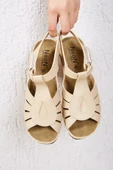 Albishoes Kadın Dolgu Yüksek Topuk 8 cm Yumuşak Rahat Taban Günlük Cırtlı Kadın Sandalet Terlik - 7