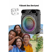 QASUL RGB Işıklı Taşınabilir Bluetooth Hoparlör Fm Radyo/SD Kart/Usb/Bluetooth Speaker Extra Bass - 2