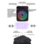 QASUL RGB Işıklı Taşınabilir Bluetooth Hoparlör Fm Radyo/SD Kart/Usb/Bluetooth Speaker Extra Bass - 3