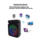 QASUL RGB Işıklı Taşınabilir Bluetooth Hoparlör Fm Radyo/SD Kart/Usb/Bluetooth Speaker Extra Bass - 5
