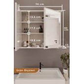 Furniqo AD-1 Banyo Dolabı, 2 Kapaklı Beyaz Lavabo Üstü Aynalı Banyo Dolabı, Çok Amaçlı Dolap - 3