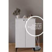 Furniqo CD-1 Çok Amaçlı Dolap, Kiler Dolabı, Banyo Dolabı, Mutfak Dolabı, 2 Kapaklı Beyaz Dolap - 3