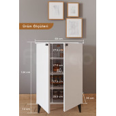 Furniqo CD-1 Çok Amaçlı Dolap, Kiler Dolabı, Banyo Dolabı, Mutfak Dolabı, 2 Kapaklı Beyaz Dolap - 4