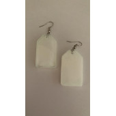 Kare Çerçeve Şekilli Beyaz Renkli Ebruli Gece Yeşil Neon Olan Parlak Küpe Epoksi El Yapımı Hediyelik thumbnail 5