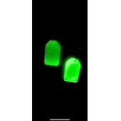 Kare Çerçeve Şekilli Beyaz Renkli Ebruli Gece Yeşil Neon Olan Parlak Küpe Epoksi El Yapımı Hediyelik thumbnail 8