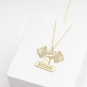 925 Ayar Gümüş Sporcu Halter İsim Kolye Özel Tasarım thumbnail 3