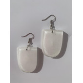 Oval Çerçeve Şekilli Beyaz Renkli Ebruli Gece Yeşil Neon Olan Parlak Küpe Epoksi El Yapımı Hediyelik thumbnail 2