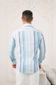 Paul Martin Pamuklu Regular Fit Çizgili Yaka Düğmeli Gömlek thumbnail 10