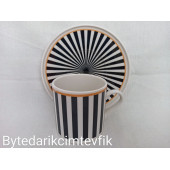 PORREAL KAHVE FİNCAN TAKIMI SİYAH DESENLİ - 1