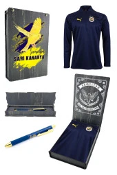 Fenerbahçe Orijinal 23/24 A Takım Hoca Yarım Fermuar Lacivert Sweat + Kalem Set Ahşap Kutulu - 1