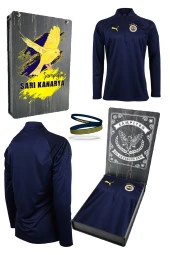 Fenerbahçe Orijinal 23/24 A Takım Hoca Yarım Fermuar Lacivert Sweat + Bileklik Set Özel Ahşap Kutulu thumbnail 1
