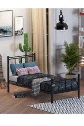 Limni Home Tek Kişilik Ferforje Metal Karyola - Siyah-90X190 - 1