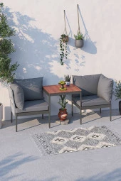 Limni Home Mini Multilounge Bahçe Balkon Mobilyası, Şezlong ( GRİ ) - 1