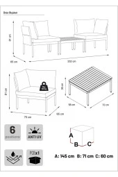Limni Home Mini Multilounge Bahçe Balkon Mobilyası, Şezlong ( GRİ ) - 5