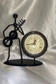 Müzisyen Metal Saat El Yapımı Büro Masa Saat Biblo Gitar thumbnail 1