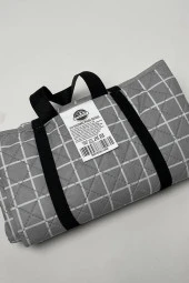 Kendinden Çantalı Kapitone Piknik Örtüsü 150X150 cm Su Geçirmez Oduncu Desen - 5