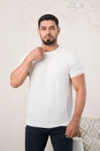 Bisiklet Yaka Desenli Modal Kumaş Likralı Regular Fit Triko T-shirt - 8