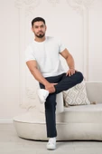 Bisiklet Yaka Desenli Modal Kumaş Likralı Regular Fit Triko T-shirt - 6