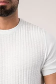 Bisiklet Yaka Desenli Modal Kumaş Likralı Regular Fit Triko T-shirt - 10