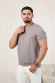Bisiklet Yaka Desenli Modal Kumaş Likralı Regular Fit Triko T-shirt - 12