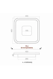 Voxlamp lighting solutions Tavan Led Avize Plafonier Orta Işıklı 40x40cm thumbnail 5