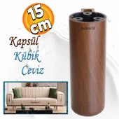 Kapsül Ayak Mobilya Yükseltici Kanepe TV Ünitesi Koltuk Ayağı Baza Ayakları Kübik Ceviz 15 cm thumbnail 1