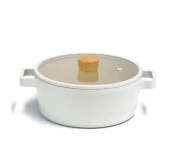 Neoflam Döküm Tencere Cam Kapaklı Fika Derin 22cm Bej - 1