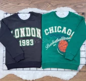 Oversize 2'li Sweatshirt London+Chıcago Baskılı (Füme LONDON Yeşil CHİCAGO) (q5jmIlf3hxT4Z) - 2