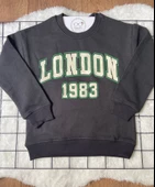 London Baskılı Çocuk Oversize Sweatshirt (Dhb9QCy9COvKv) - 3