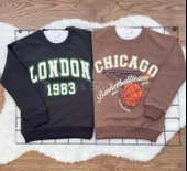 Oversize 2'li Sweatshirt London+Chıcago Baskılı (Siyah LONDON Kahve CİHİCAGO) (Cy16uo9hLg3L6) - 6