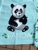 %100 PAMUK YAZLIK KISA KOL KAPRİ BEBEK-ÇOCUK PİJAMA TAKIMI - YAZLIK PİJAMA TURKUAZ PANDA (ix4AYQOFDOjrw) - 3