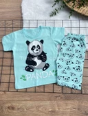 %100 PAMUK YAZLIK KISA KOL KAPRİ BEBEK-ÇOCUK PİJAMA TAKIMI - YAZLIK PİJAMA TURKUAZ PANDA (ix4AYQOFDOjrw) - 7