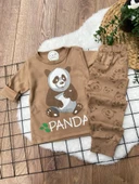 %100 Pamuk Penye Kumaş Bebek Çocuk Pijama Takım - PİJAMA KAHVE PANDA (1yLcelzgJ9tDR) - 1