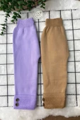 Unisex İçi Havlulu Kalın Kışlık Beli Lastikli Triko Pantolon 2'Lİ SET - LİLA KAHVE (3wGAJOqSvIenJ) - 1