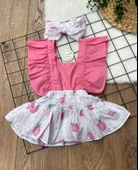 Kız Bebek Bandanalı Salopet - pembe ananas (gvROSJRKSbeDv) - 1