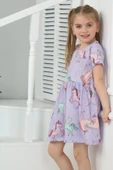 Çocuk Dijital Baskılı Unicorn  Elbise %100 Pamuk -  Dijital Baskılı Elbise Lila (6HdHHJkaWYrTa) - 1