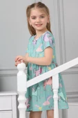Çocuk Dijital Unicorn  Baskılı Elbise %100 Pamuk - Dijital Baskılı Elbise Yeşil (1r9PC8eZPlDZ2) - 1