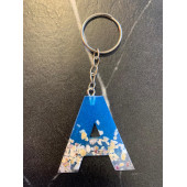 A Harfi Mavi Renk Deniz Kabuklu Gümüş Aksesuarlı Epoksi Anahtarlık El Yapımı Hediyelik thumbnail 2