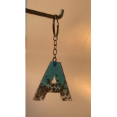 A Harfi Mavi Renk Deniz Kabuklu Gümüş Aksesuarlı Epoksi Anahtarlık El Yapımı Hediyelik thumbnail 6