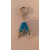 A Harfi Mavi Renk Deniz Kabuklu Gümüş Aksesuarlı Epoksi Anahtarlık El Yapımı Hediyelik thumbnail 8