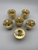 6'lı Ayaklı Gold Elysia Cam Magnolia Kasesi, Kelebek Kapaklı Dondurmalık, Şekerlik, Çerezlik - 2