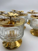 6'lı Ayaklı Gold Elysia Cam Magnolia Kasesi, Kelebek Kapaklı Dondurmalık, Şekerlik, Çerezlik - 3