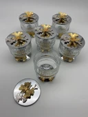 6'lı Ayaklı Gümüş Elysia Cam Magnolia Kasesi, Kelebek Kapaklı Dondurmalık, Şekerlik, Çerezlik - 4