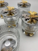 6'lı Ayaklı Gümüş Elysia Cam Magnolia Kasesi, Kelebek Kapaklı Dondurmalık, Şekerlik, Çerezlik - 5