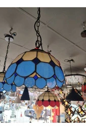 Yüceeller Vitray Ayarlanabilir Sarkıt Avize Mavi 30cm (12") - 1